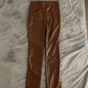 Brown leather pants